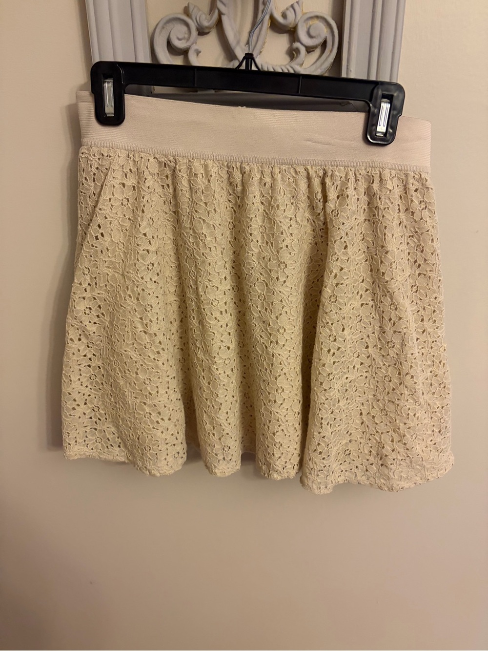 Women's Cream Crochet Lace Skirt